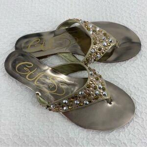 Guess Gold and Silver Embellished Sandals Size 8